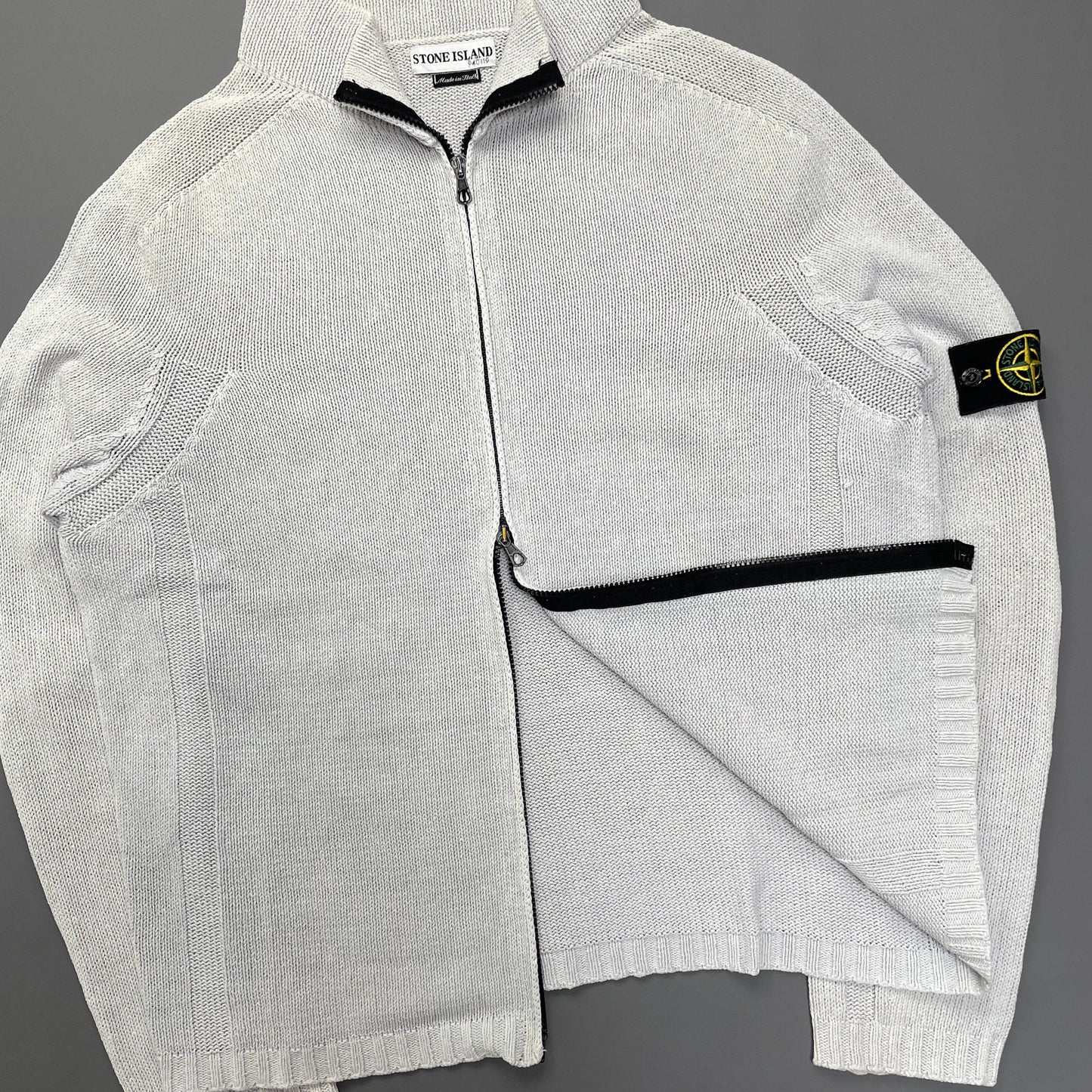 Stone Island White Zip-Through Knit Jumper SS03 | XX-Large, Red