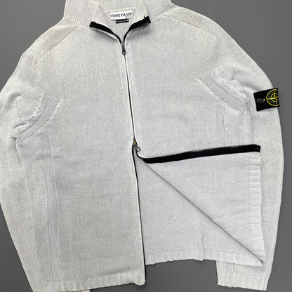 Stone Island White Zip-Through Knit Jumper SS03 | XX-Large, Red