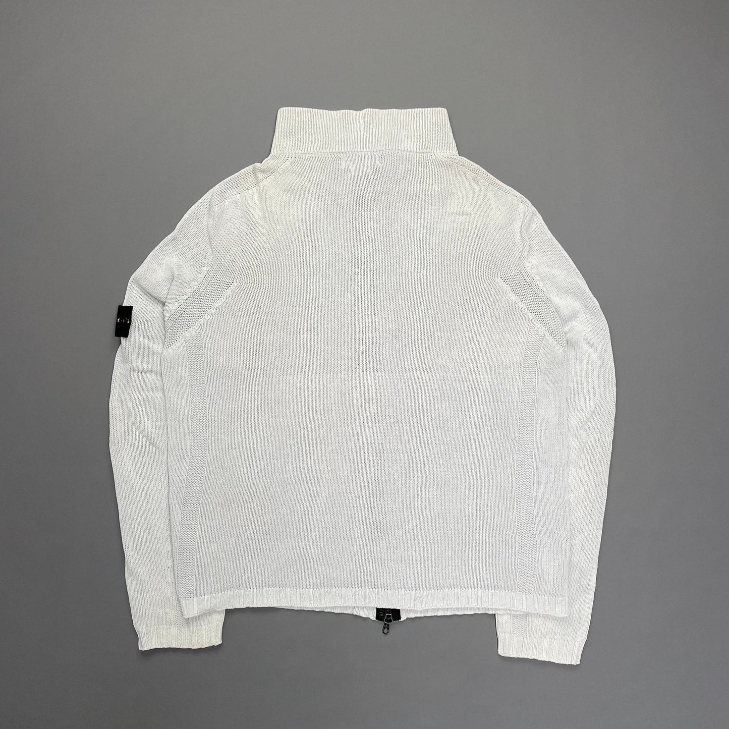 Stone Island White Zip-Through Knit Jumper SS03 | XX-Large, Red