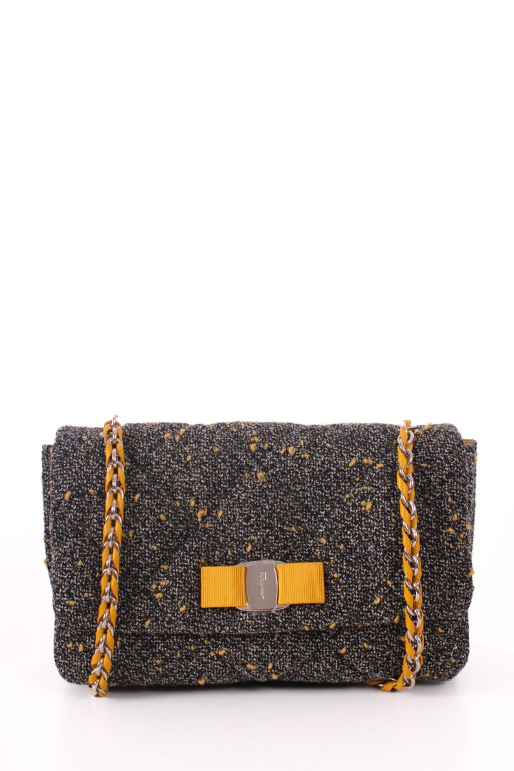 Salvatore Ferragamo Quilted Tweed Gelly Shoulder Bag Grey | O/S, Multicoloured