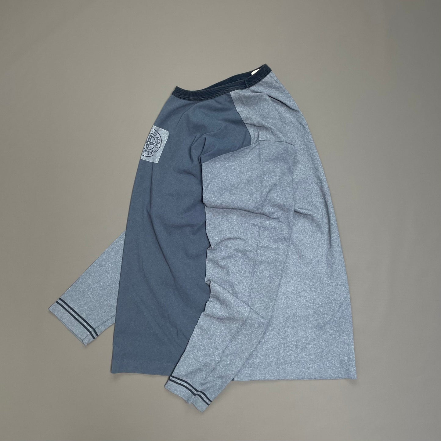 Stone Island Long Sleeve Contrast Blue Tee | Large, Blue