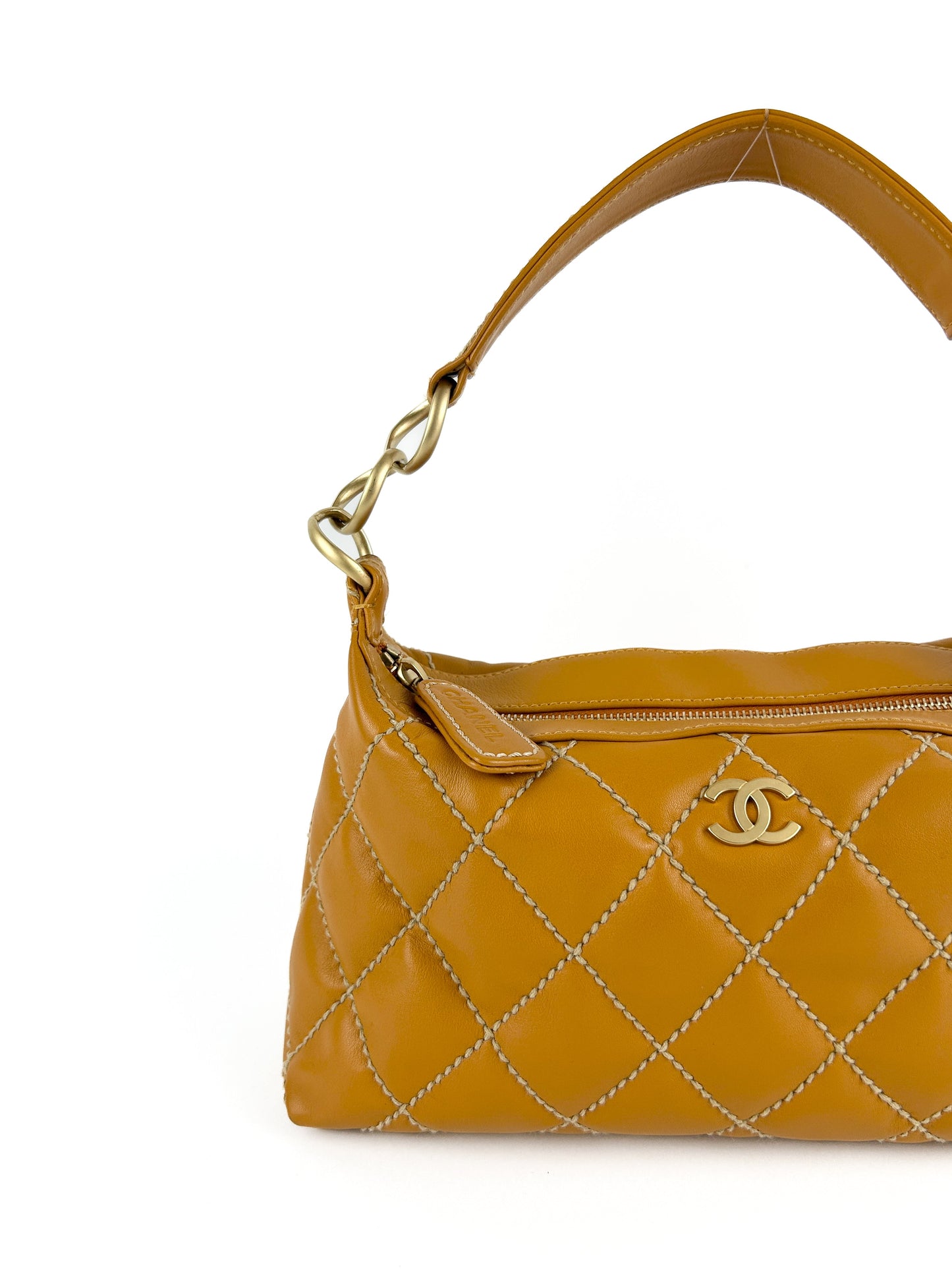 Vintage Chanel Wild Stitch Shoulder Bag Orange (2003-2004) | O/S, Gold
