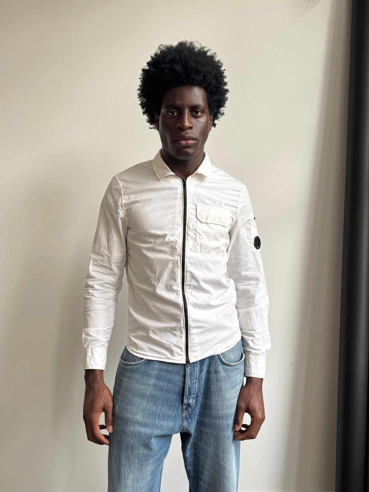 S/S 2022 C.P. Company White Chrome-R Lightweight Overshirt | Small
