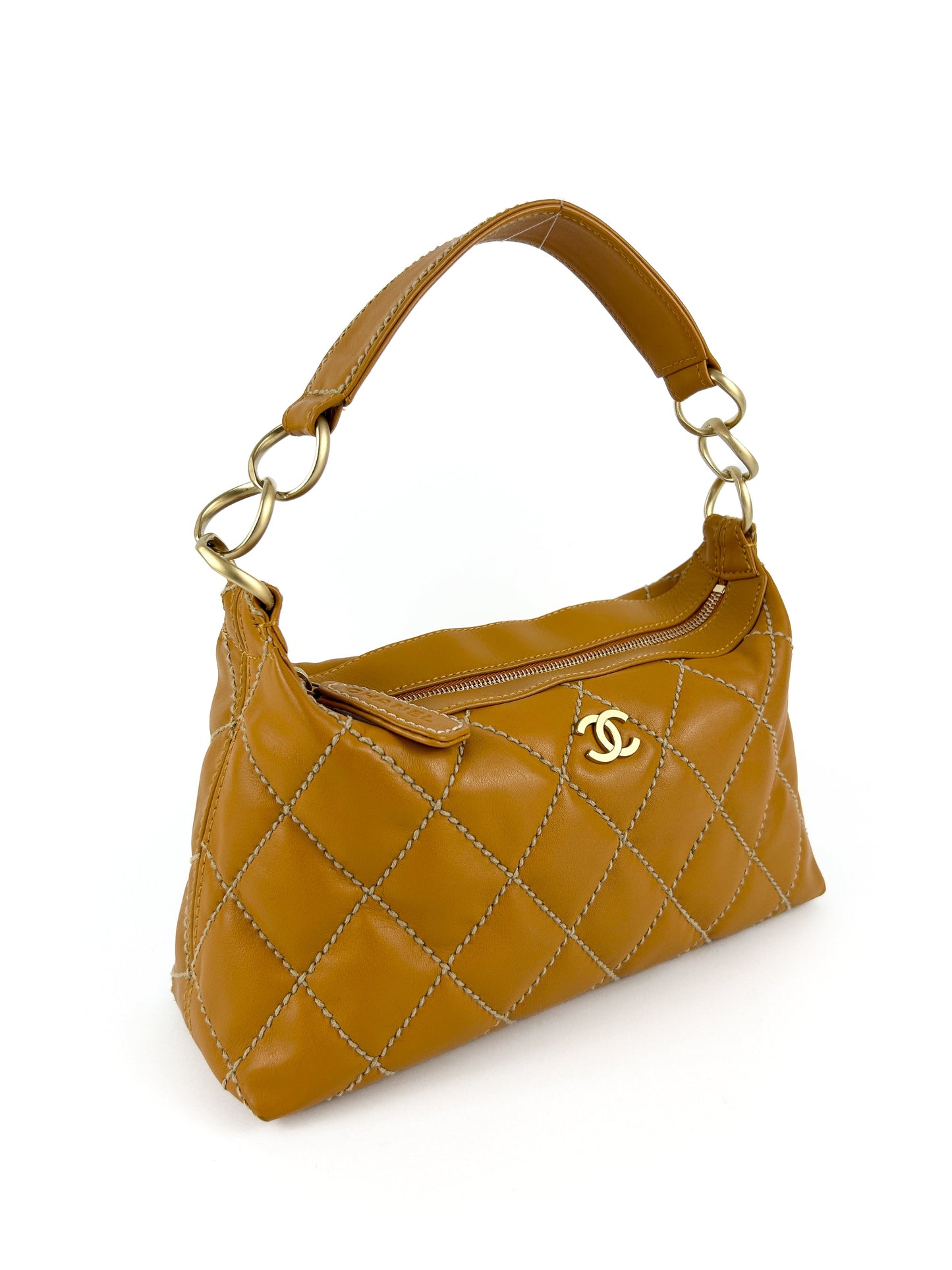Vintage Chanel Wild Stitch Shoulder Bag Orange (2003-2004) | O/S, Gold