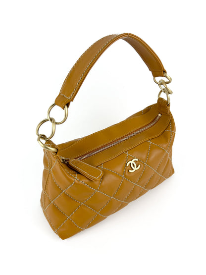 Vintage Chanel Wild Stitch Shoulder Bag Orange (2003-2004) | O/S, Gold
