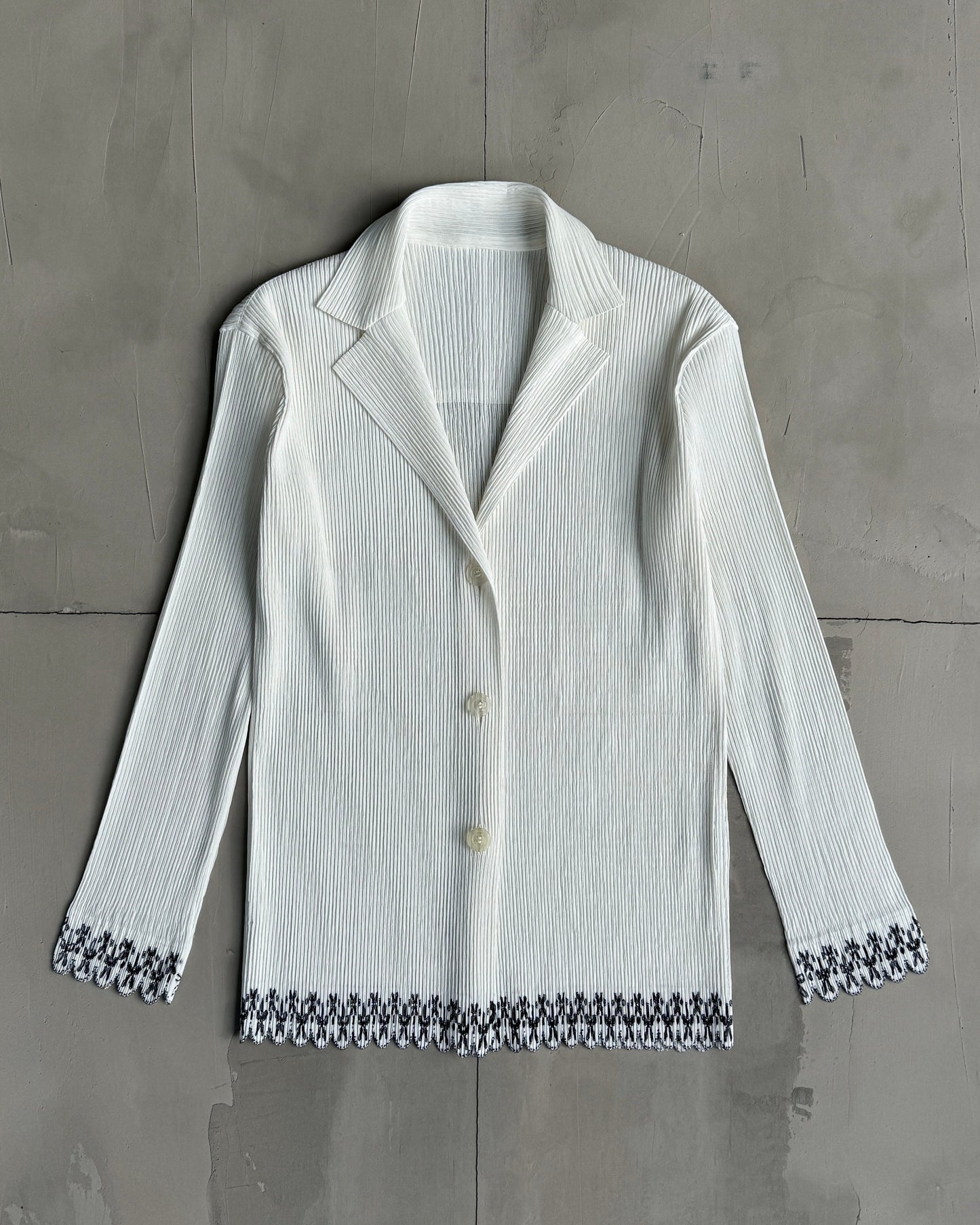 ISSEY MIYAKE AW01 PLEATED WHITE BLAZER - S/M | Medium, White