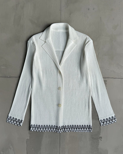 ISSEY MIYAKE AW01 PLEATED WHITE BLAZER - S/M | Medium, White