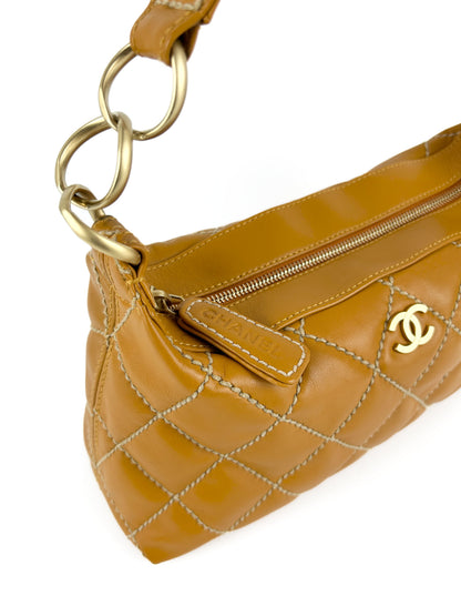 Vintage Chanel Wild Stitch Shoulder Bag Orange (2003-2004) | O/S, Gold