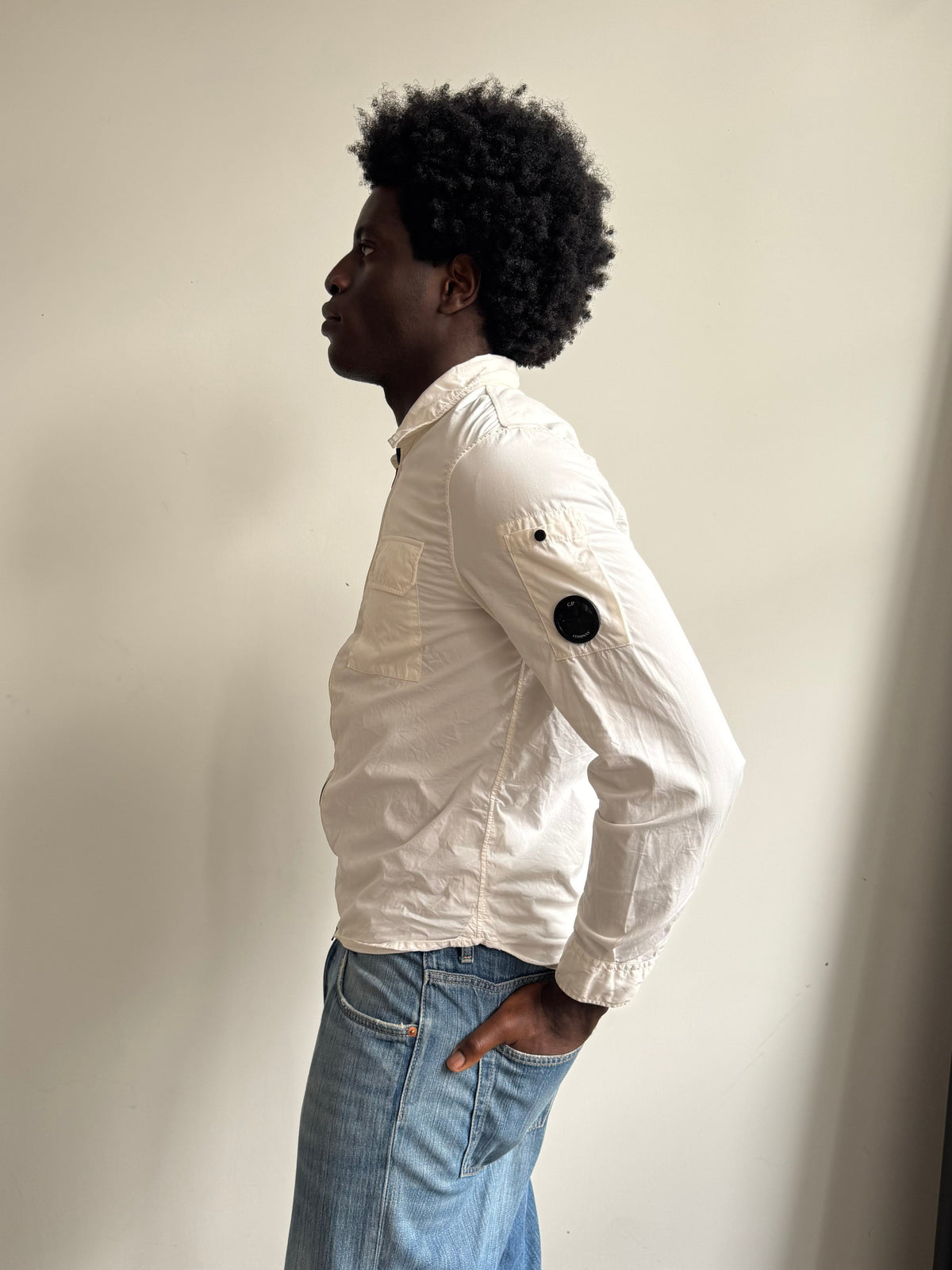 S/S 2022 C.P. Company White Chrome-R Lightweight Overshirt | Small