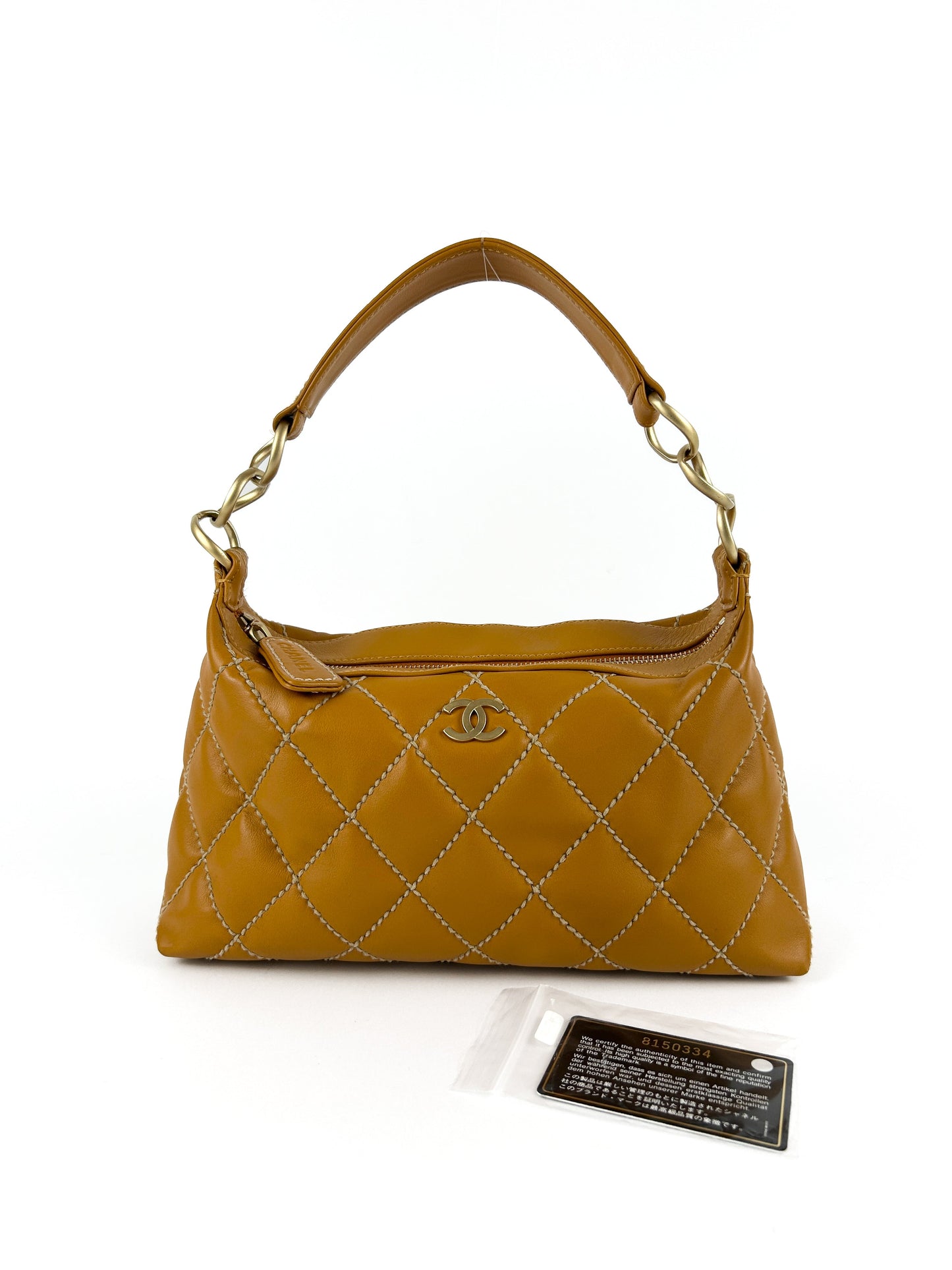 Vintage Chanel Wild Stitch Shoulder Bag Orange (2003-2004) | O/S, Gold