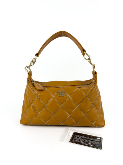 Vintage Chanel Wild Stitch Shoulder Bag Orange (2003-2004) | O/S, Gold