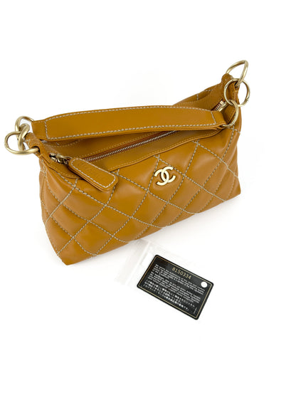 Vintage Chanel Wild Stitch Shoulder Bag Orange (2003-2004) | O/S, Gold
