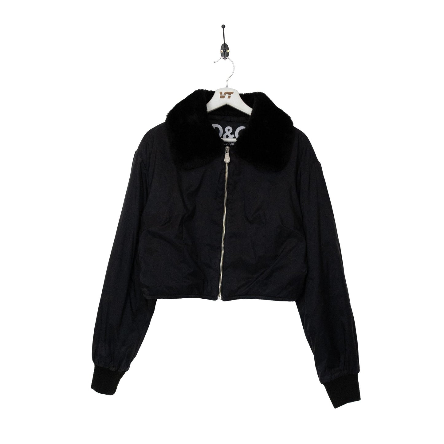 D&G Fur Collar Zip Up Bomber Jacket