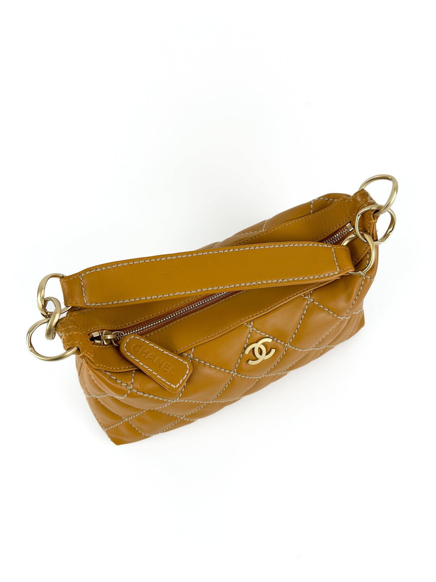 Vintage Chanel Wild Stitch Shoulder Bag Orange (2003-2004) | O/S, Gold