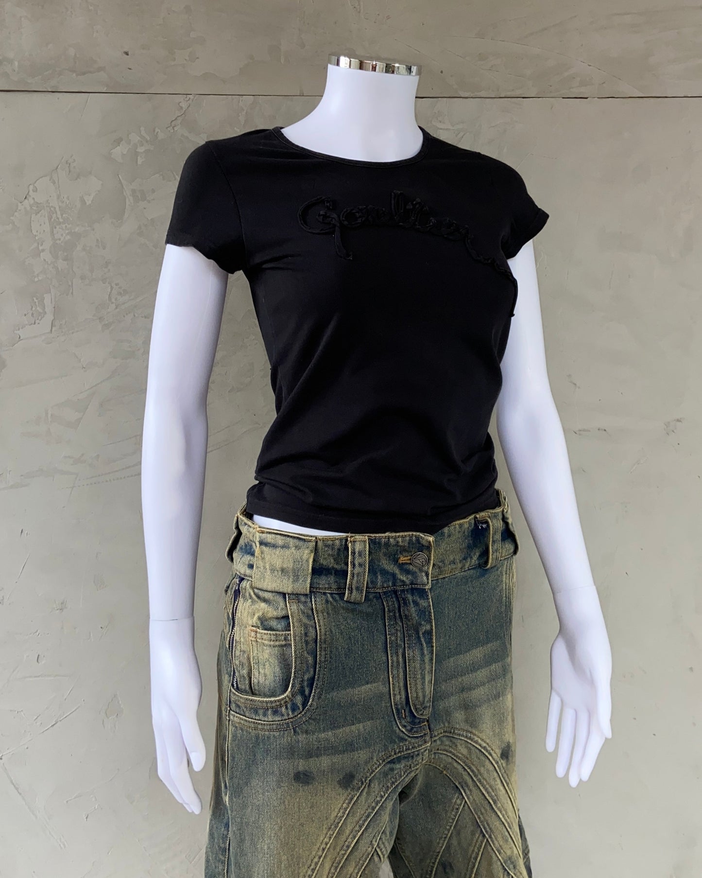 JUNIOR GAULTIER 2000'S BABY TEE TOP - S