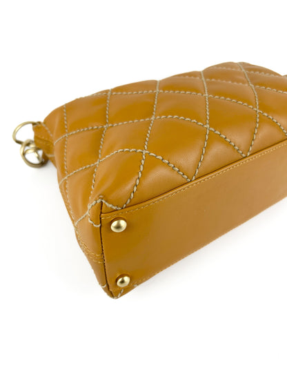 Vintage Chanel Wild Stitch Shoulder Bag Orange (2003-2004) | O/S, Gold