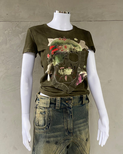 JOHN GALLIANO 2000'S TEXTURED SKULL TOP - L