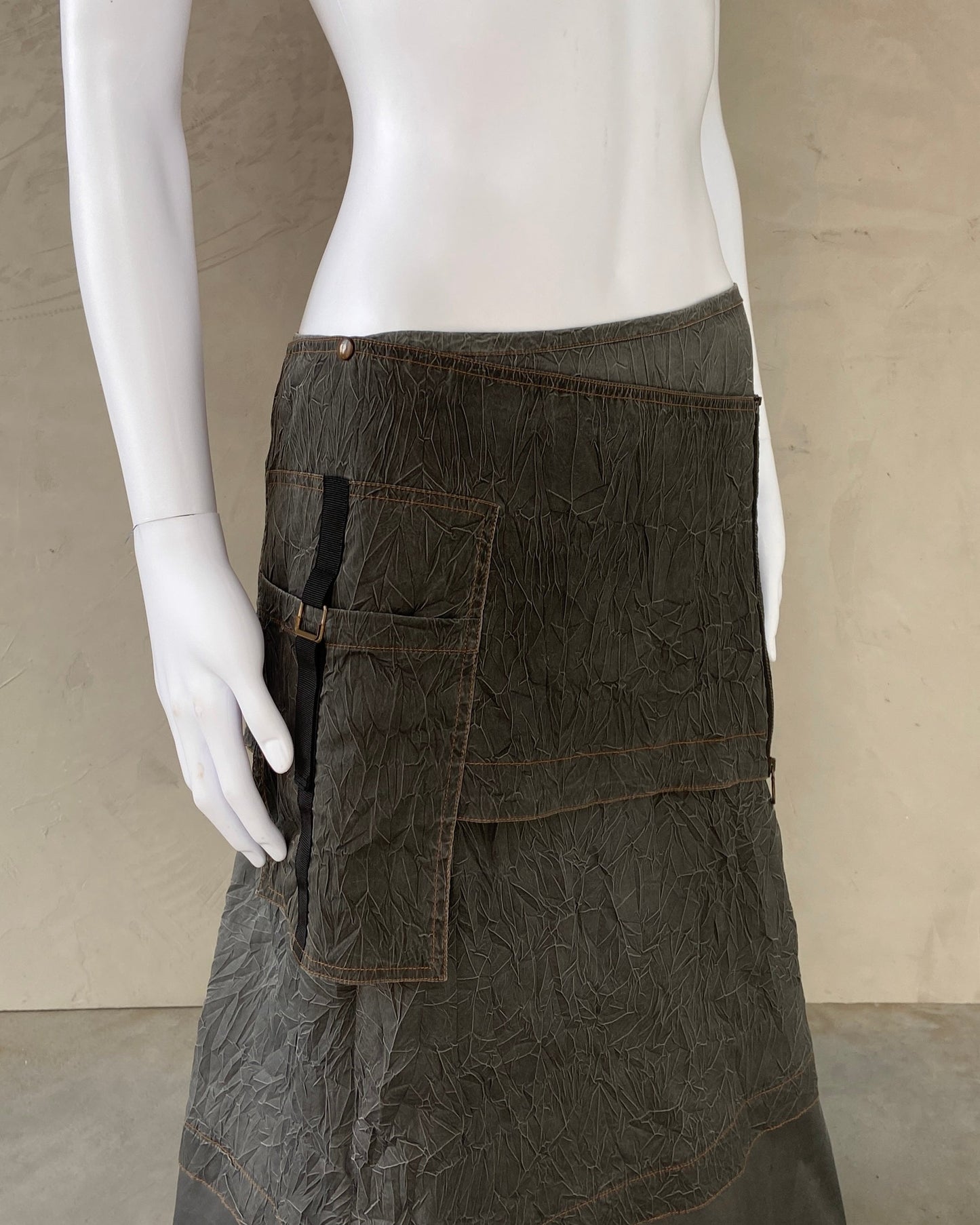 COP COPINE 2000'S TEXTURED CARGO MINI WRAP SKIRT / BELT- M