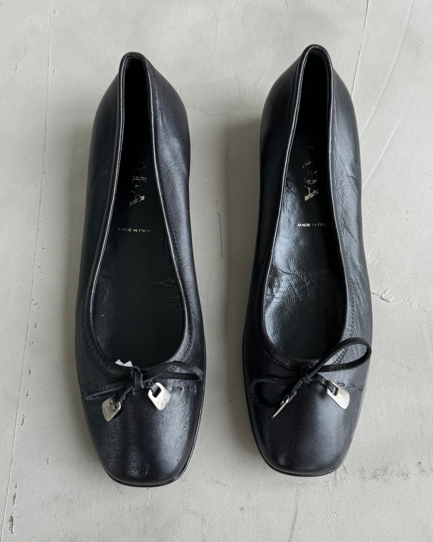 PRADA SPORT LEATHER BALLET FLATS - EU 37.5 | UK 4.5, Black