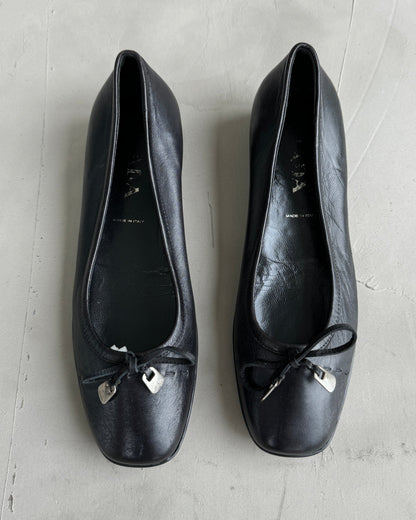 PRADA SPORT LEATHER BALLET FLATS - EU 37.5 | UK 4.5, Black