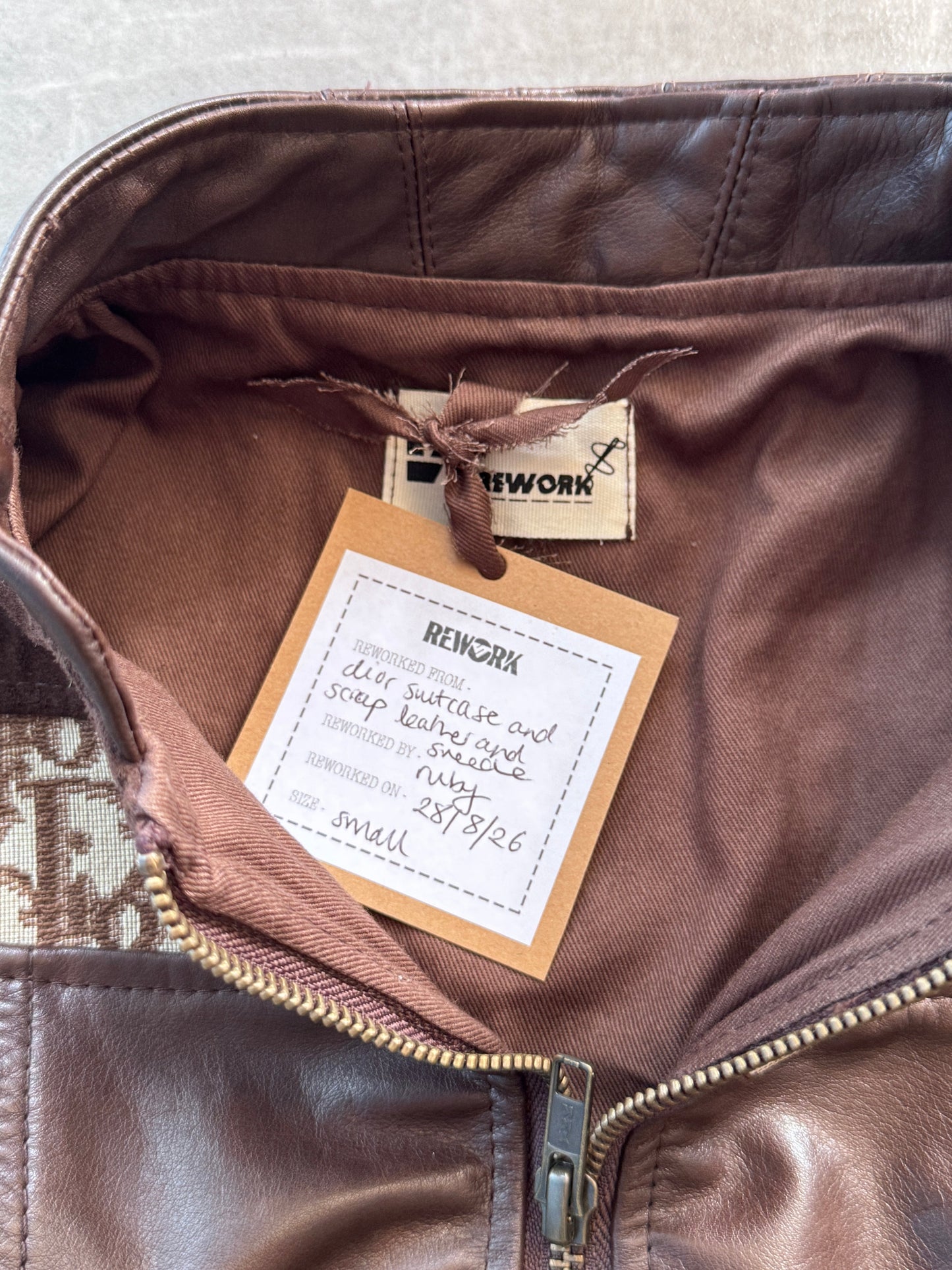 VT Rework: Dior Monogram Brown Suede Trim Leather Vest | Small, Multicoloured