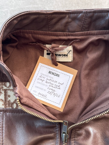 VT Rework: Dior Monogram Brown Suede Trim Leather Vest | Small, Multicoloured