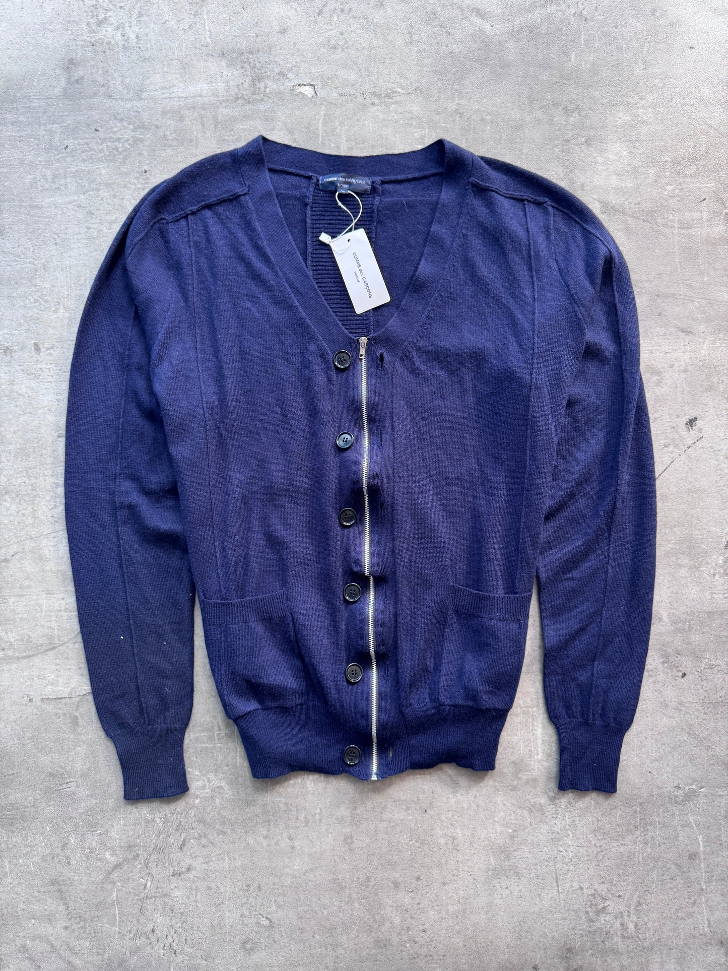 2009 Comme Des Garcons Structured Wool Zip Cardigan | Medium, Multicoloured