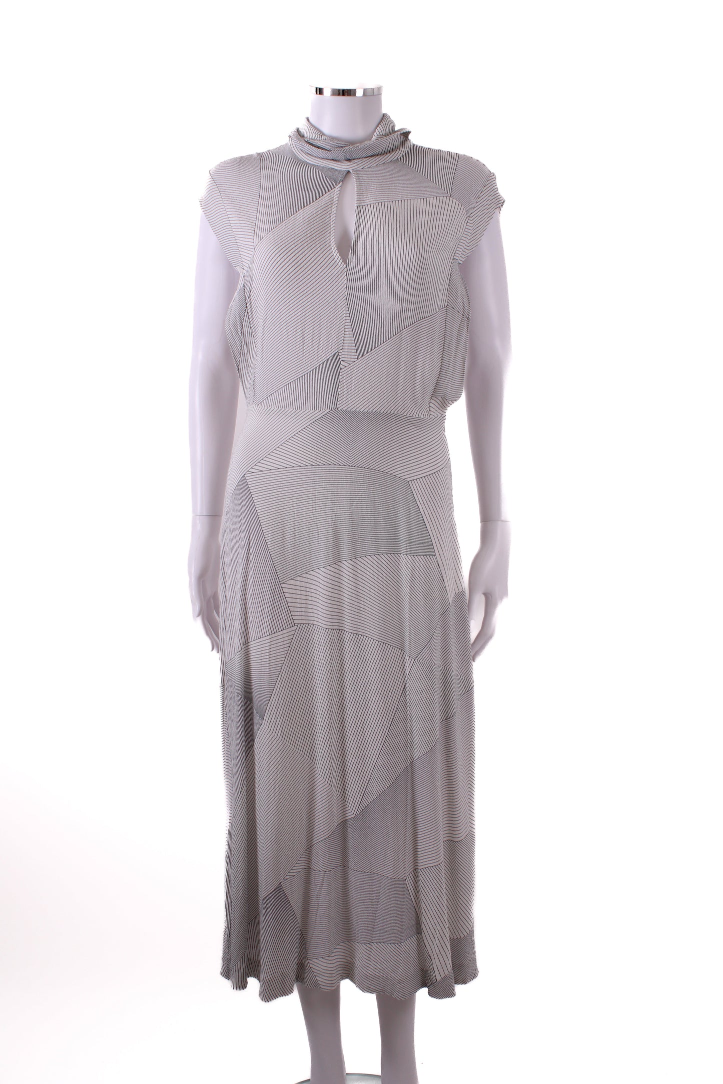 Zimmermann S/S High Neck Stripe Dress White/ Black S | Default Title, Black