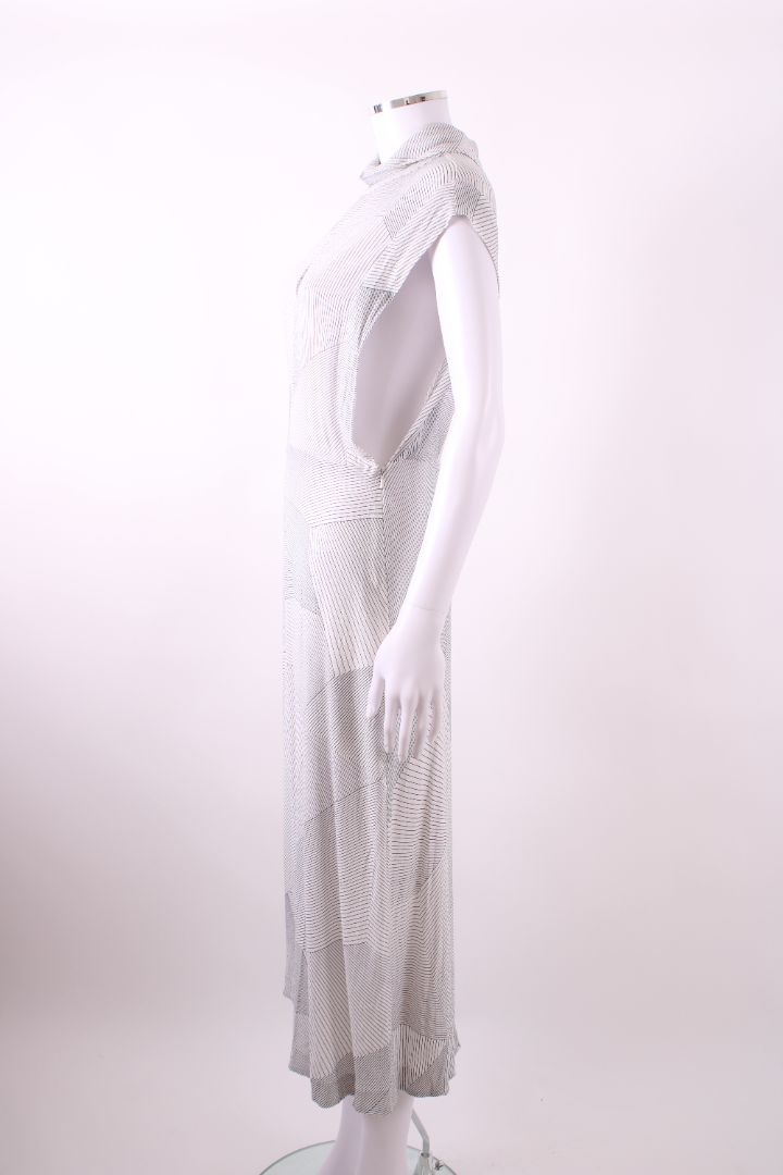 Zimmermann S/S High Neck Stripe Dress White/ Black S | Default Title, Black