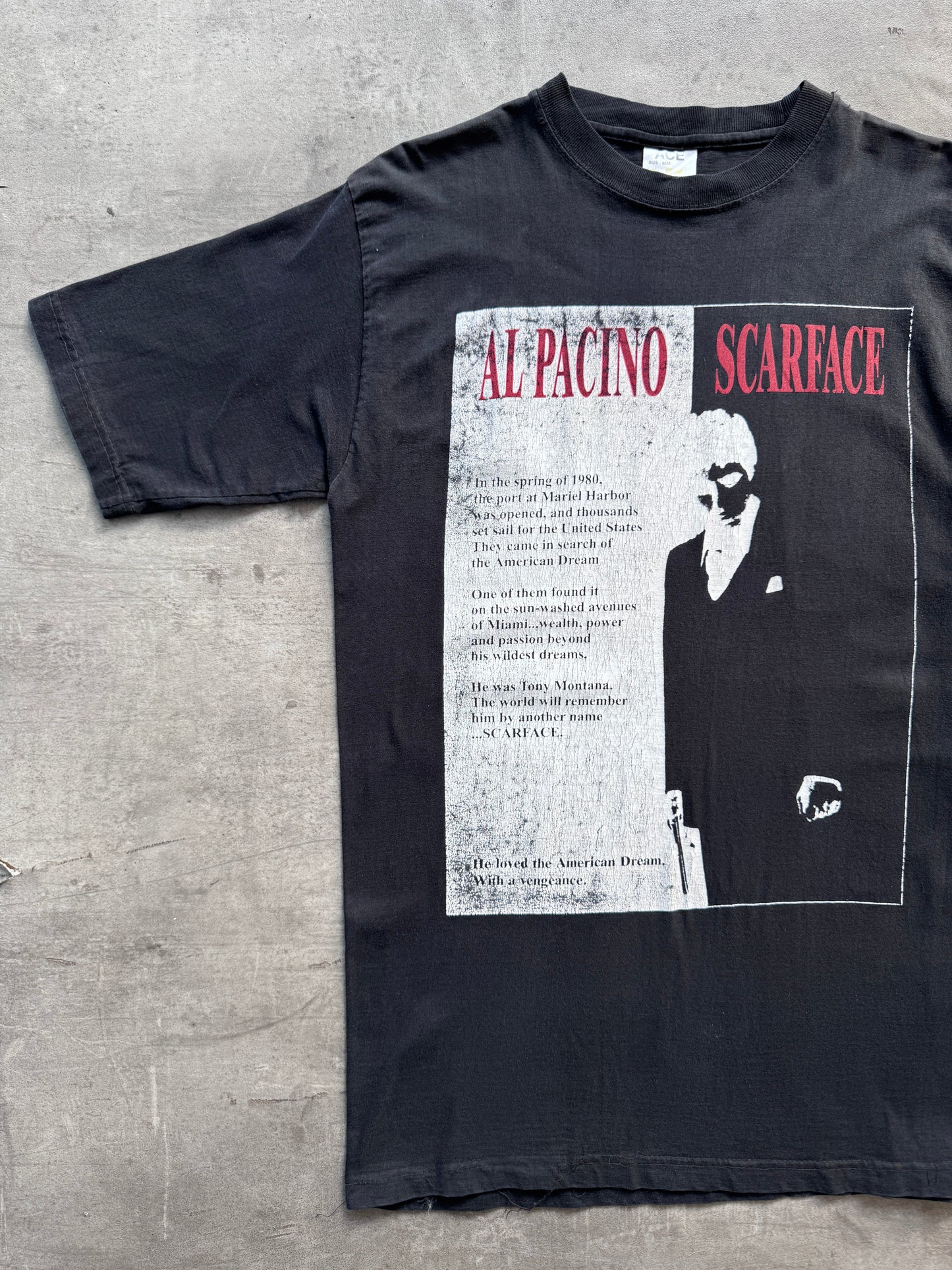 2000s Scarface Al Pacino Dark Graphic Tee | Small, Multicoloured