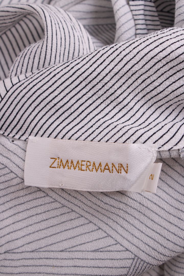 Zimmermann S/S High Neck Stripe Dress White/ Black S | Default Title, Black