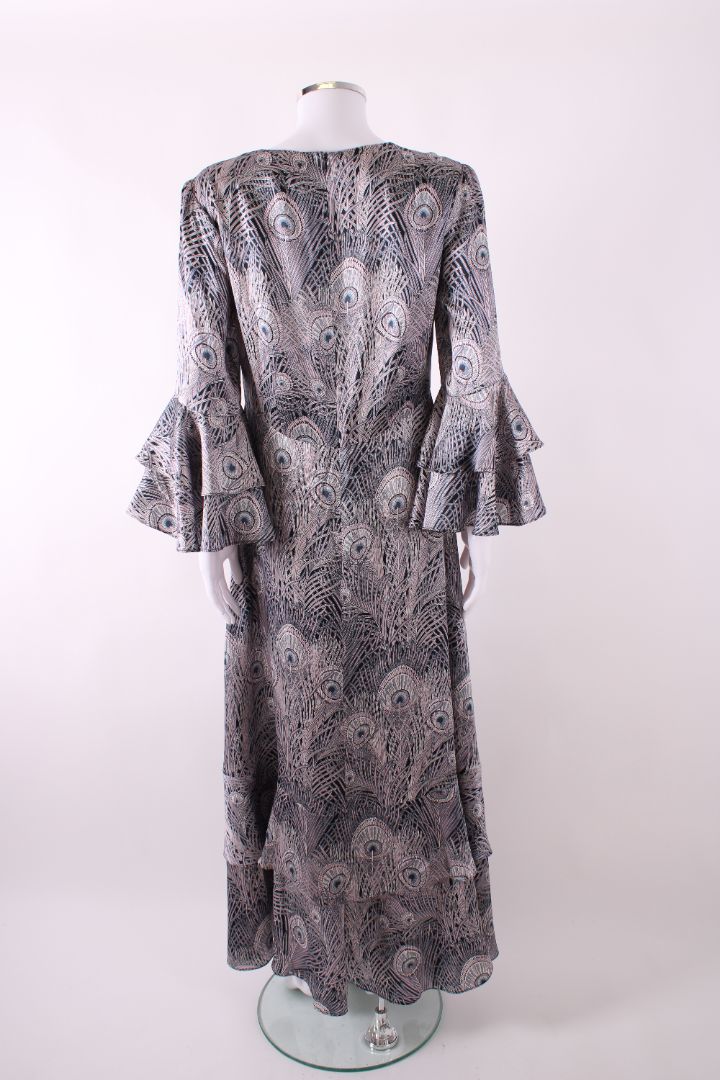 Liberty L/S Peacock Feather Print Dress Taupe/ Black L | Default Title, Black