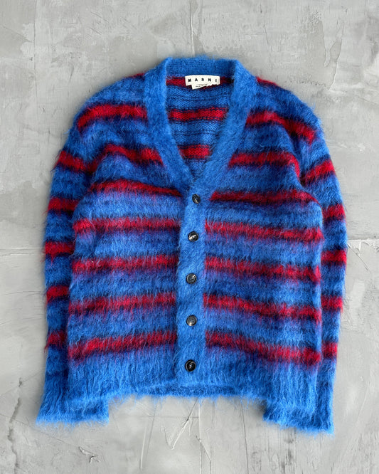 Marni Blue and Red Mohair Cardigan – L/XL