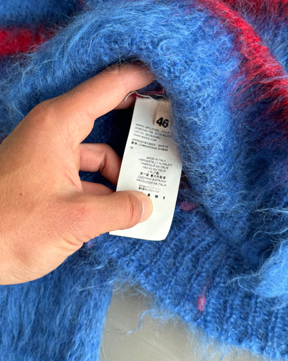 Marni Blue and Red Mohair Cardigan – L/XL