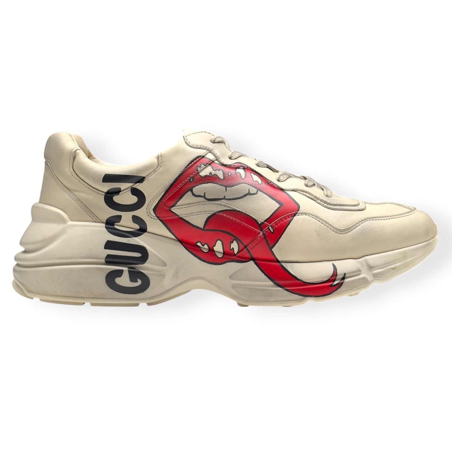 GUCCI RHYTON MOUTH PRINT SNEAKER CREAM / RED UK11 | UK 11, Cream