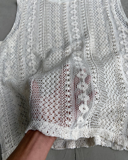OUR LEGACY MEN'S FLORAL LACE VEST TOP - L | Large, Cream