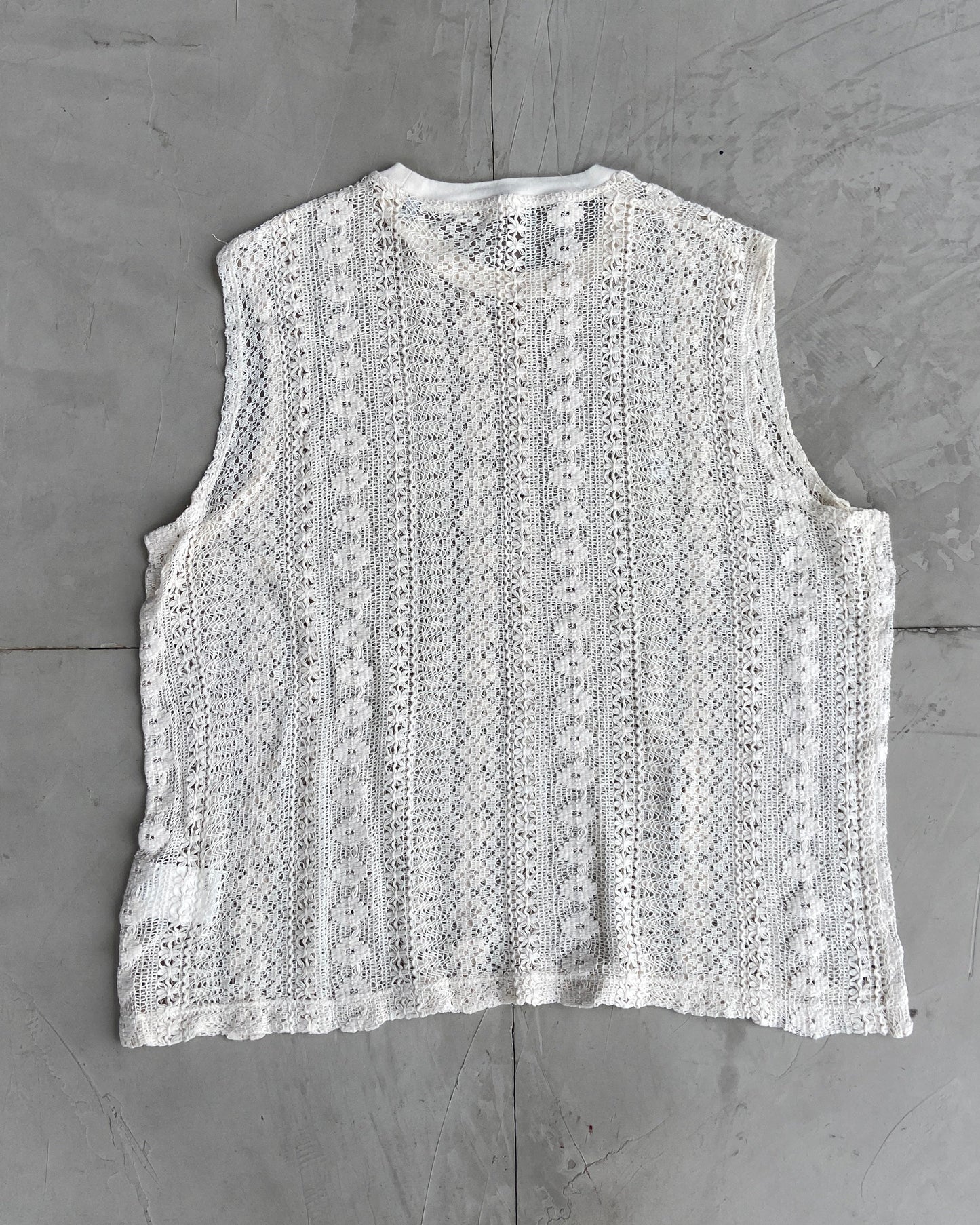 OUR LEGACY MEN'S FLORAL LACE VEST TOP - L | Large, Cream