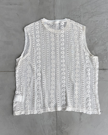 OUR LEGACY MEN'S FLORAL LACE VEST TOP - L | Large, Cream