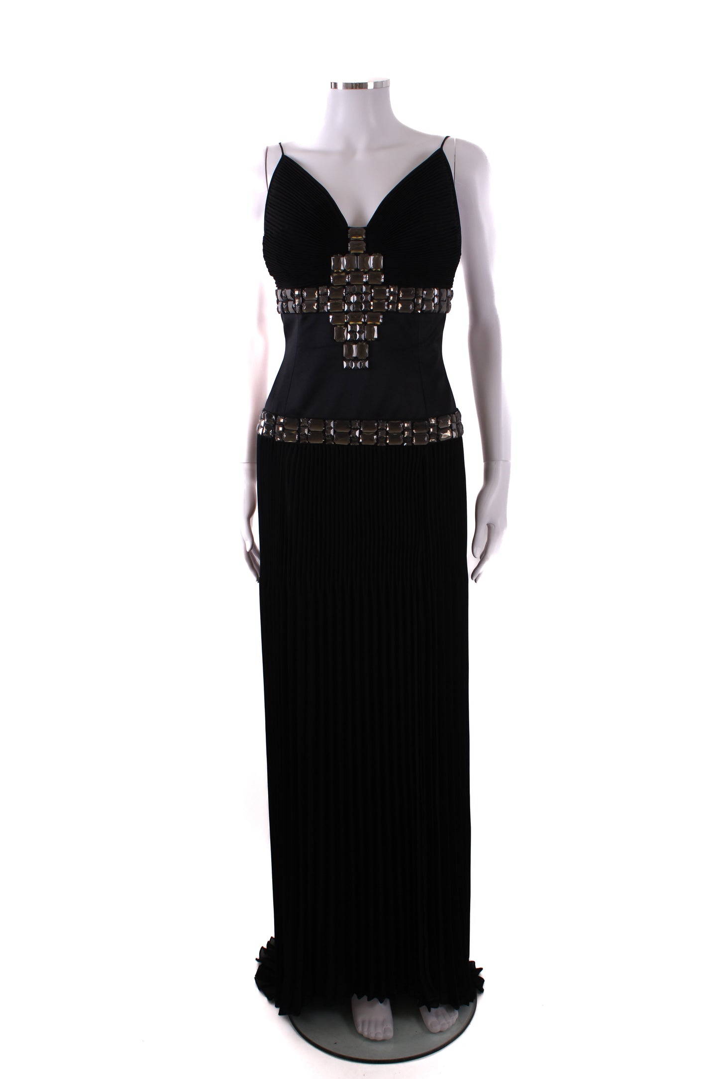 Just Cavalli Pleated Crystal Evening Dress Black S | Default Title, Black