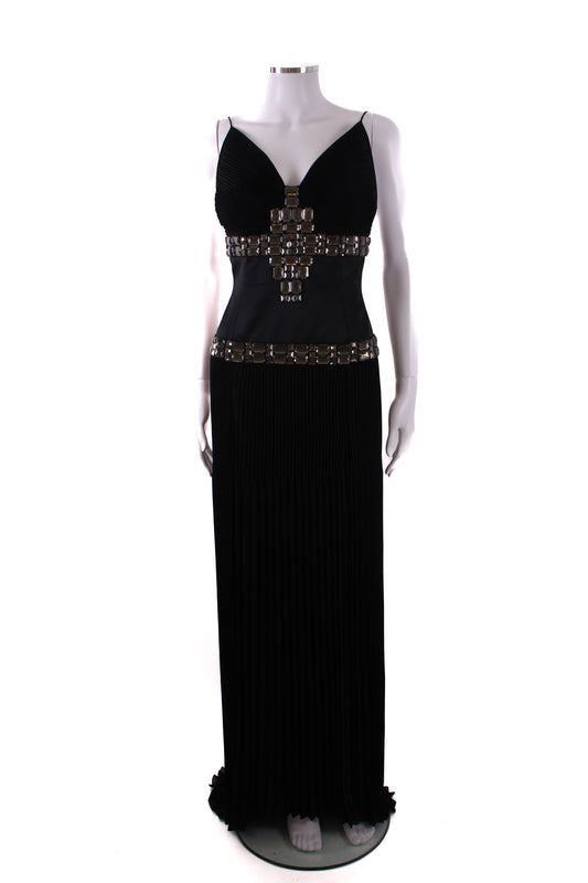 Just Cavalli Pleated Crystal Evening Dress Black S | Default Title, Black