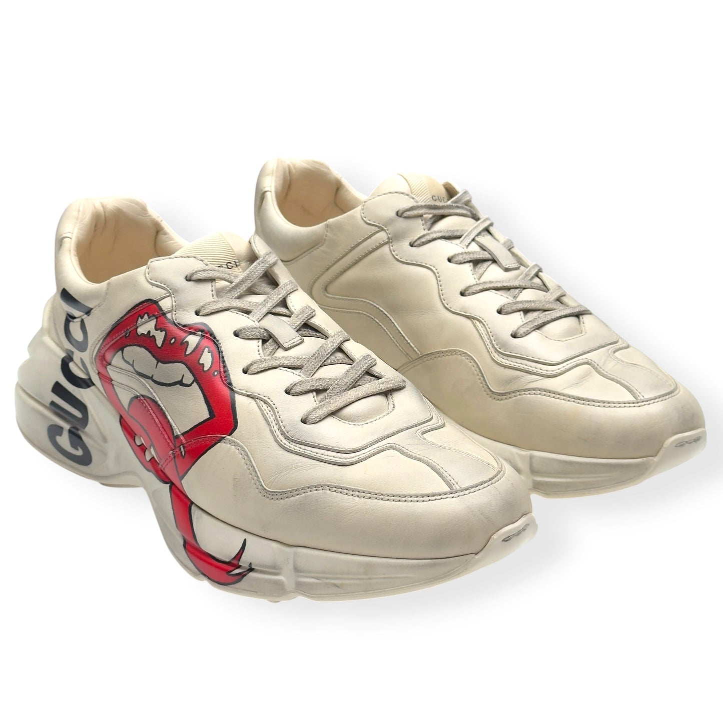 GUCCI RHYTON MOUTH PRINT SNEAKER CREAM / RED UK11 | UK 11, Cream