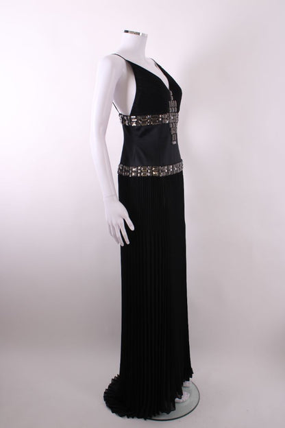 Just Cavalli Pleated Crystal Evening Dress Black S | Default Title, Black