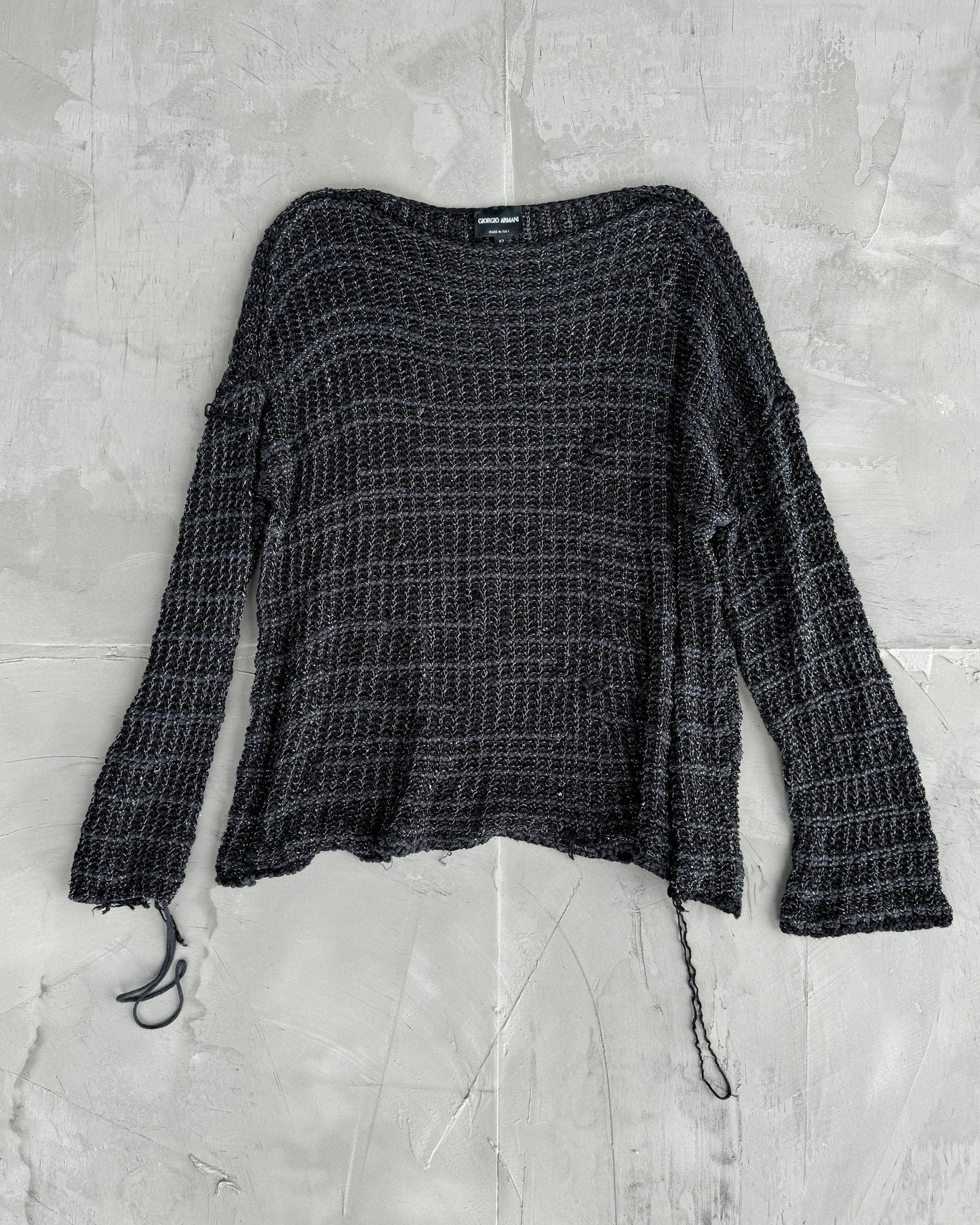 Giorgio Armani 90's Distressed Knit with Silver Detailing - M