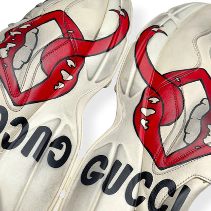 GUCCI RHYTON MOUTH PRINT SNEAKER CREAM / RED UK11 | UK 11, Cream