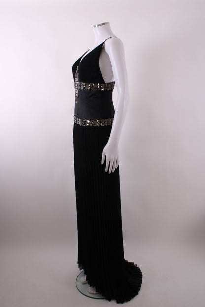 Just Cavalli Pleated Crystal Evening Dress Black S | Default Title, Black