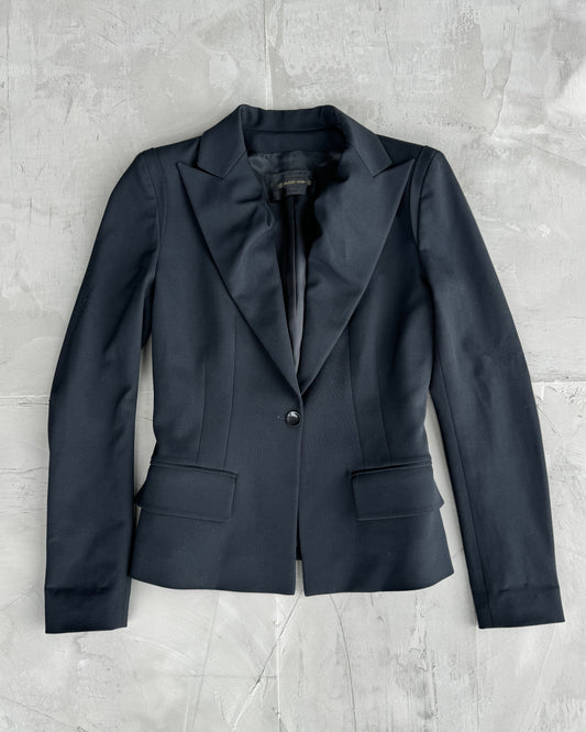 PLEIN SUD FAYCAL AMOR 90'S PEAK LAPEL BLACK BLAZER - S/M