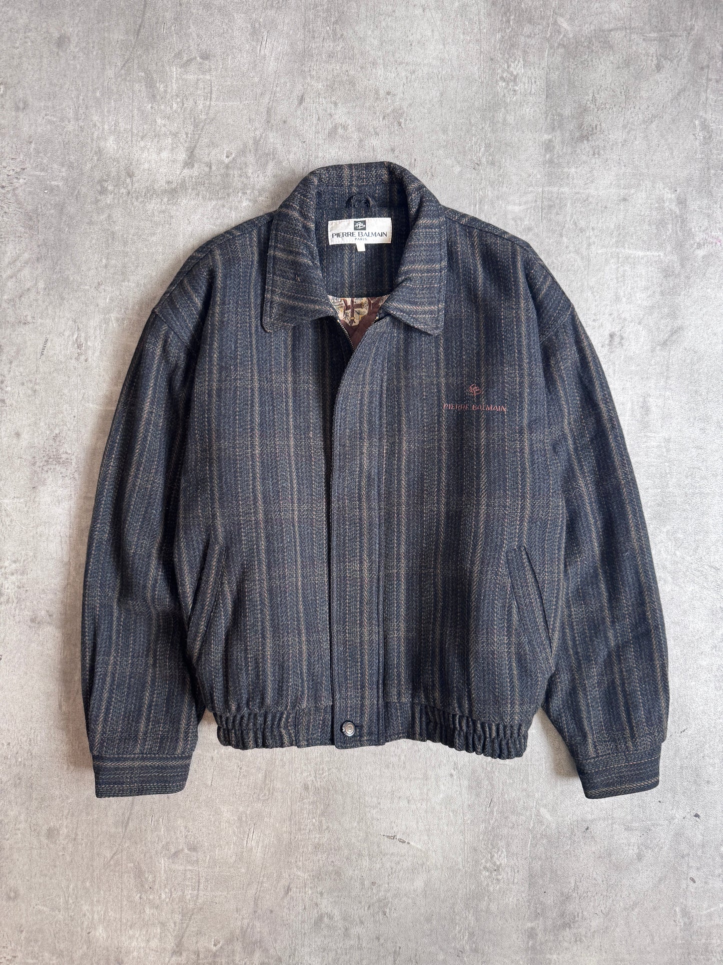 1980s Balmain Striped Wool Embroidered Blouson