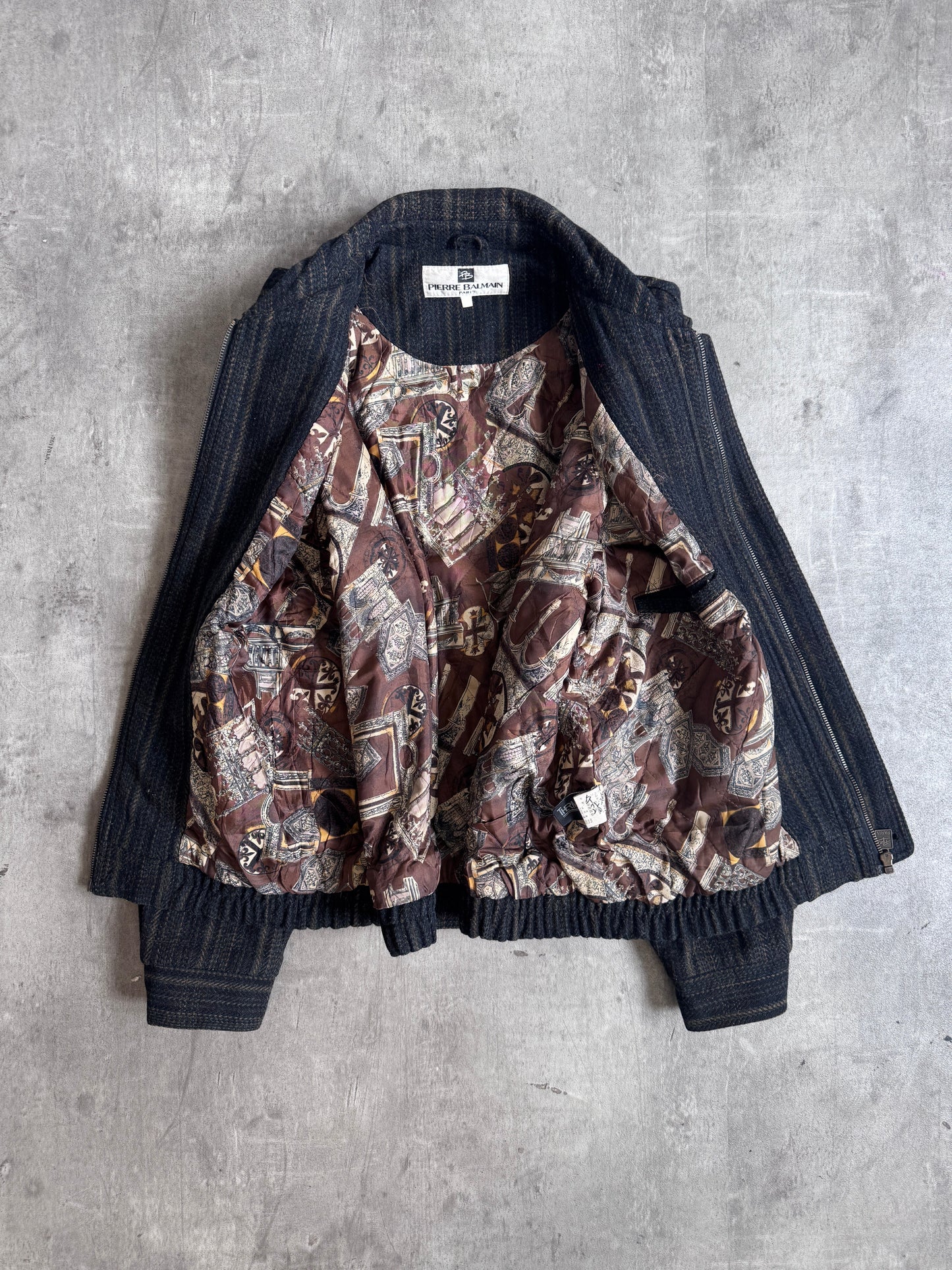 1980s Balmain Striped Wool Embroidered Blouson