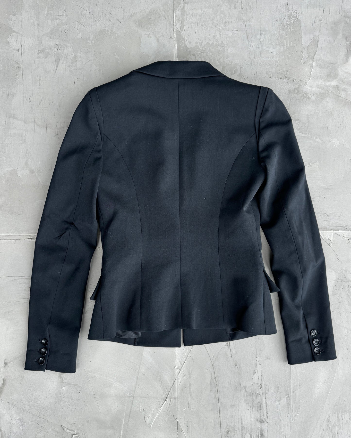 PLEIN SUD FAYCAL AMOR 90'S PEAK LAPEL BLACK BLAZER - S/M