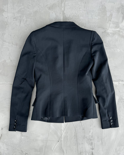 PLEIN SUD FAYCAL AMOR 90'S PEAK LAPEL BLACK BLAZER - S/M